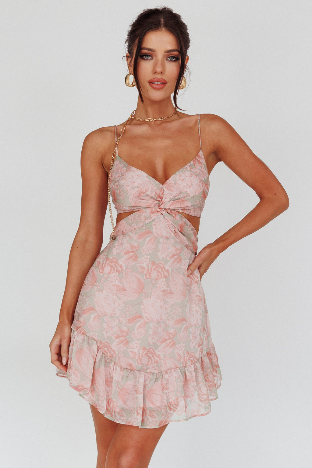 Dream Of You Twist Bodice Mini Dress Rose by Selfie Leslie