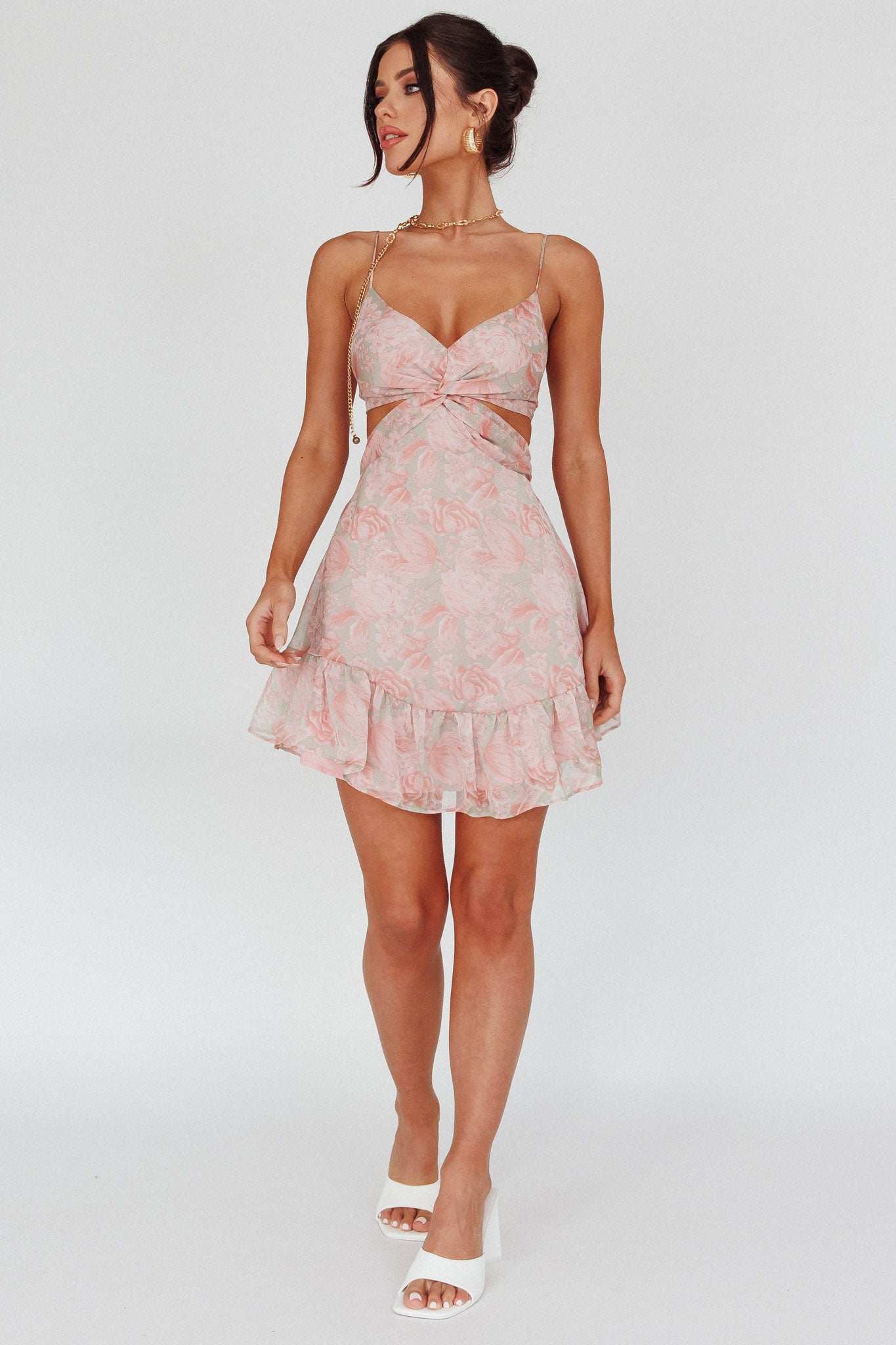 Dream Of You Twist Bodice Mini Dress Rose by Selfie Leslie