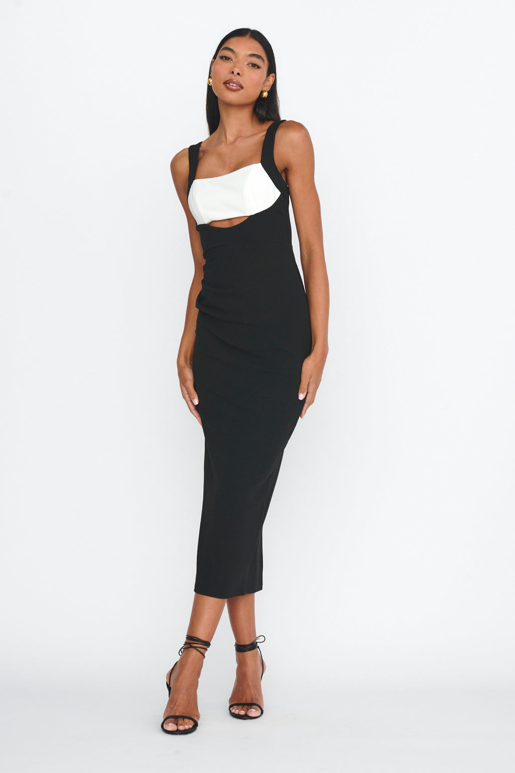 Move Maker Cut-Out Midi Dress Black by Selfie Leslie