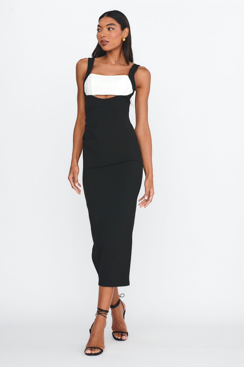Move Maker Cut-Out Midi Dress Black by Selfie Leslie