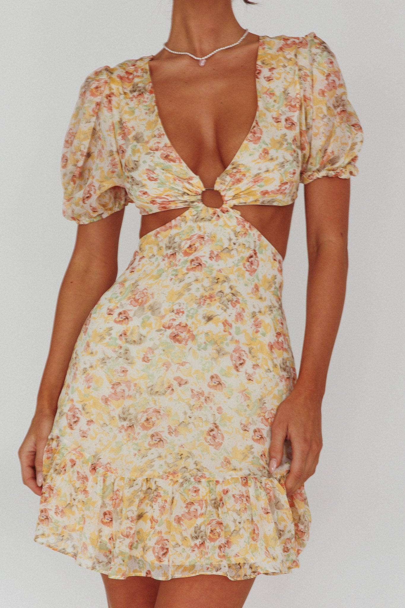Graciele Laced Back Cut-Out Mini Dress Floral Orange by Selfie Leslie