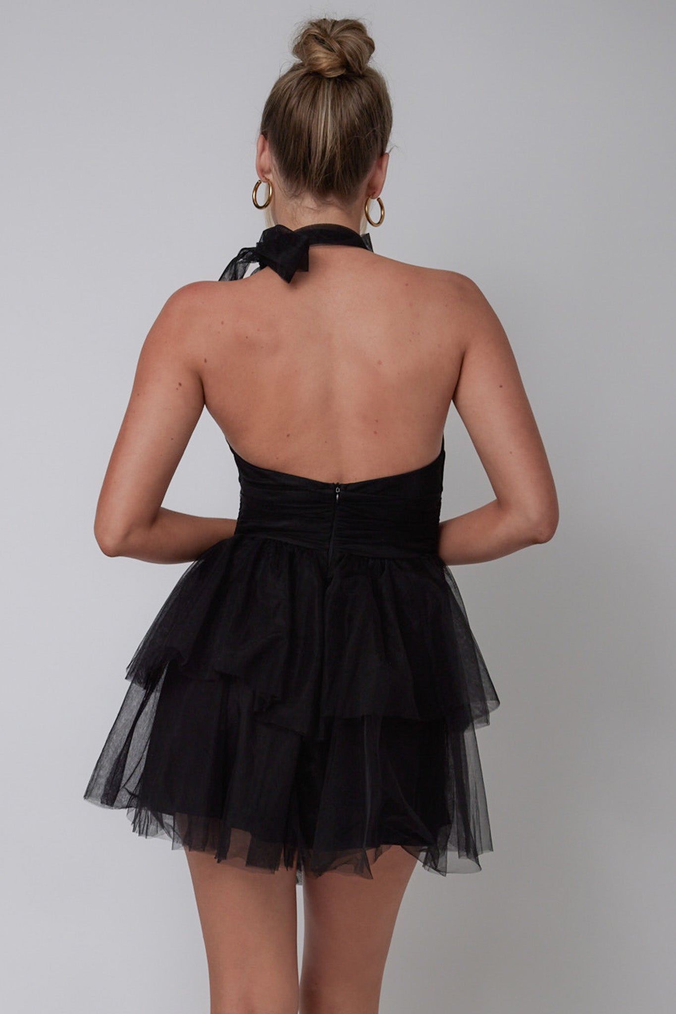 Andria Halterneck Tulle Mini Dress Black by Selfie Leslie