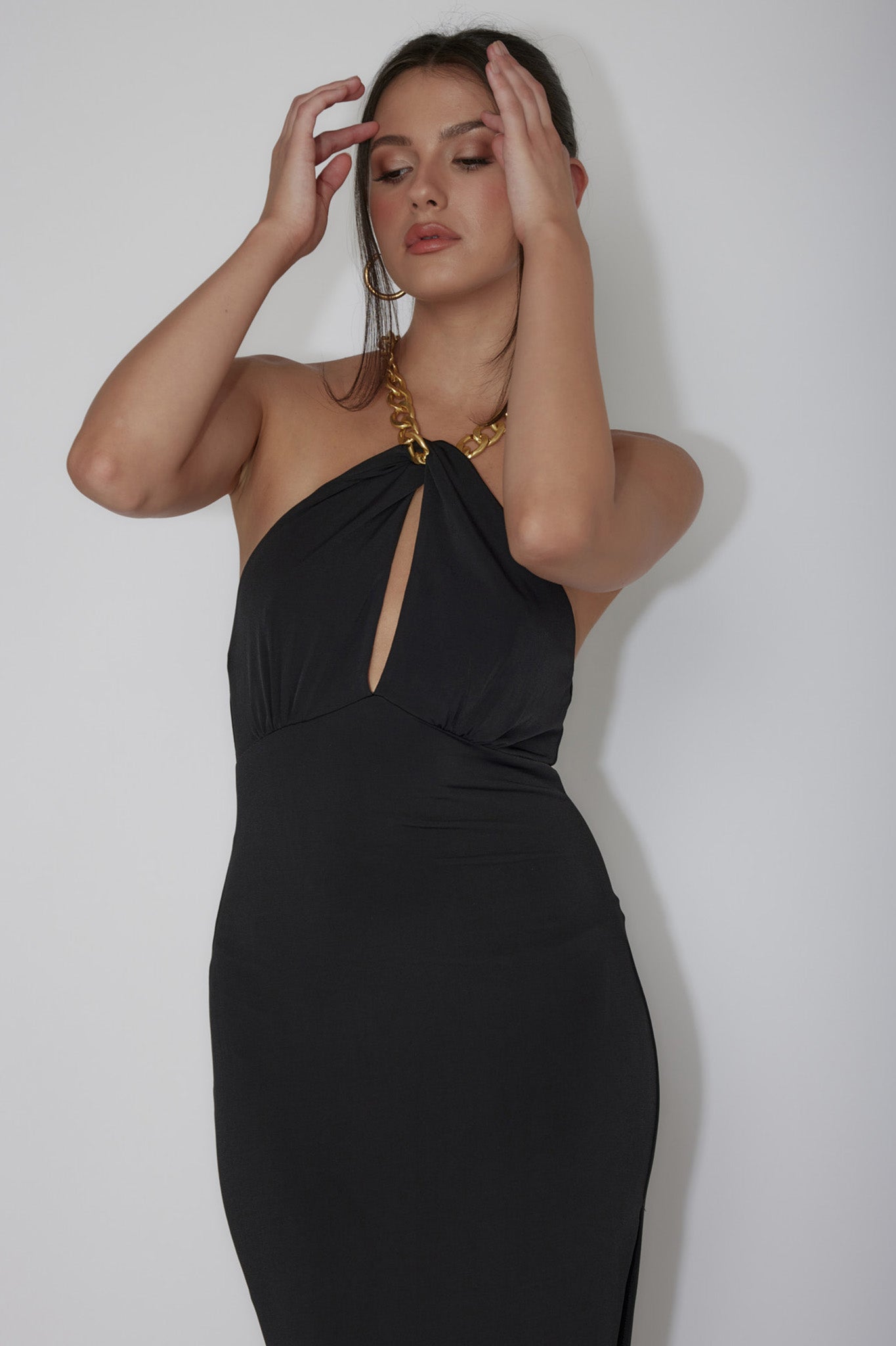 Slow Dance Chain Halter Midi Dress Black | Selfie Leslie Slow Dance Chain Halter Midi Dress Black | Selfie Leslie