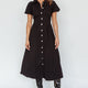Zurich Pleated Waist Midi Dress Black
