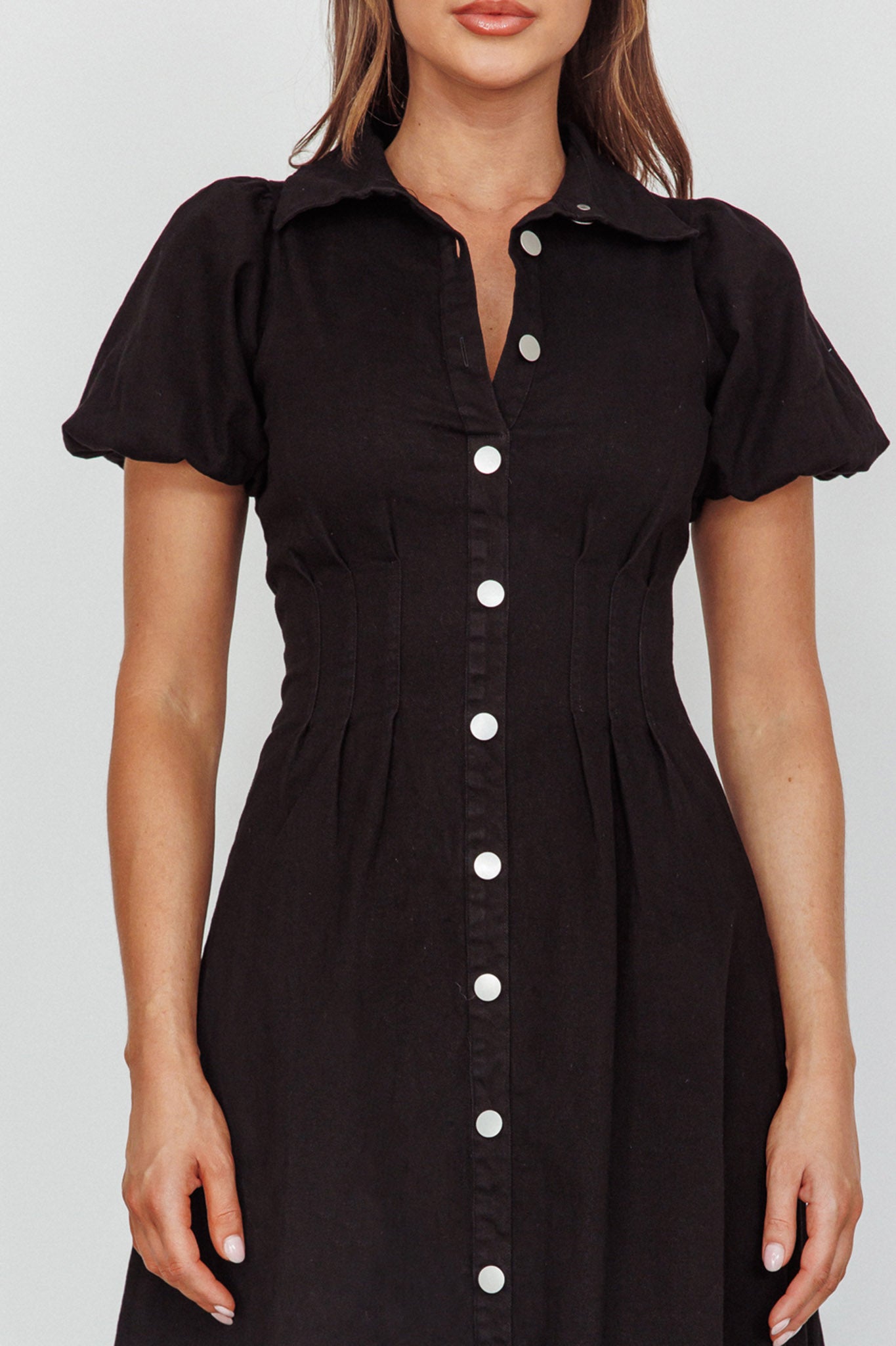 Zurich Pleated Waist Midi Dress Black by Selfie Leslie
