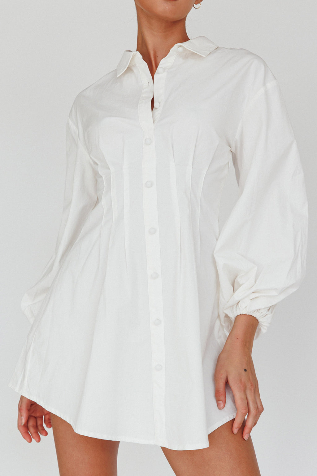 Zurich Long Sleeve Mini Dress White by Selfie Leslie