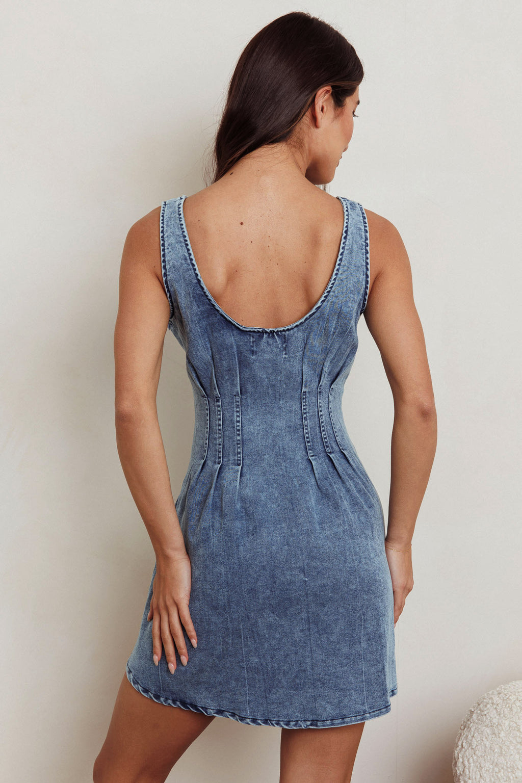 Zurich Sleeveless Denim Mini Dress Washed Blue by Selfie Leslie