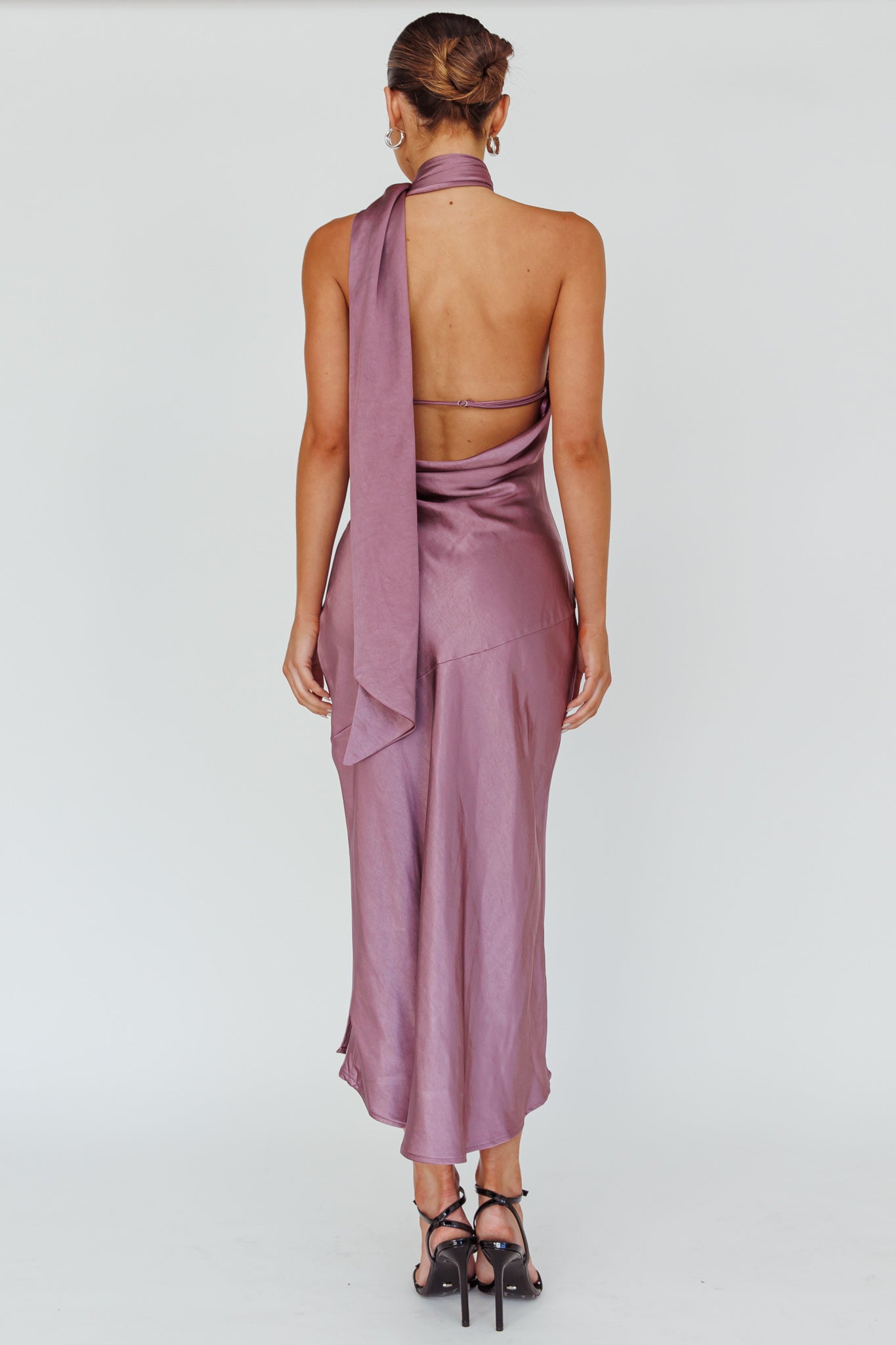 Italian Summer Tie Neck Midi Dress Grape by Selfie Leslie