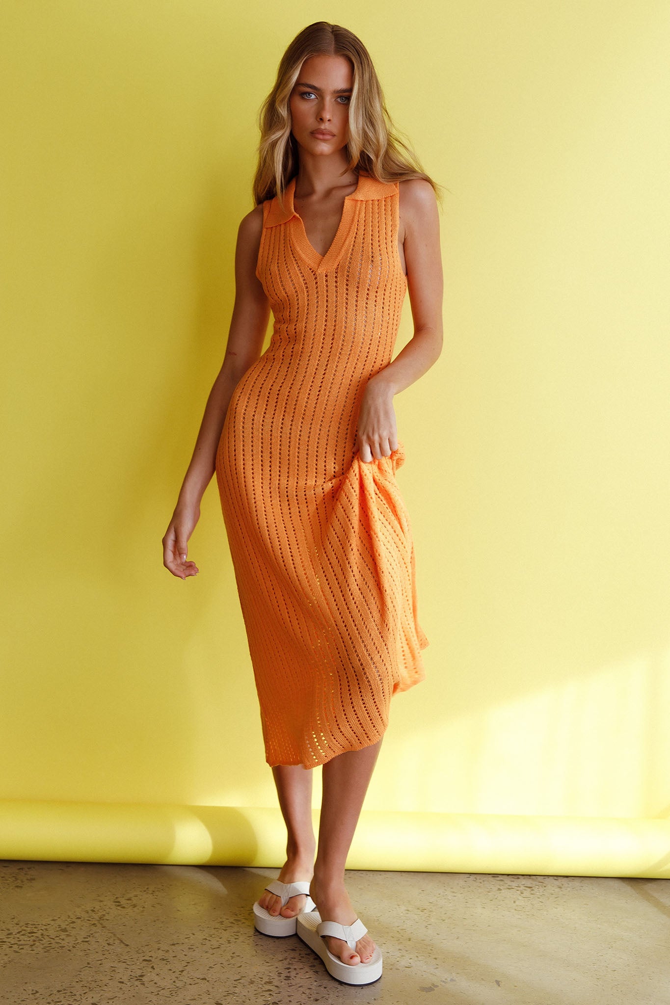 mango crochet dress Palm Island Collared Midi Ciao Ruffles Maxi Satin amex-excluded allowing for effortless styling Size:40 X-Long