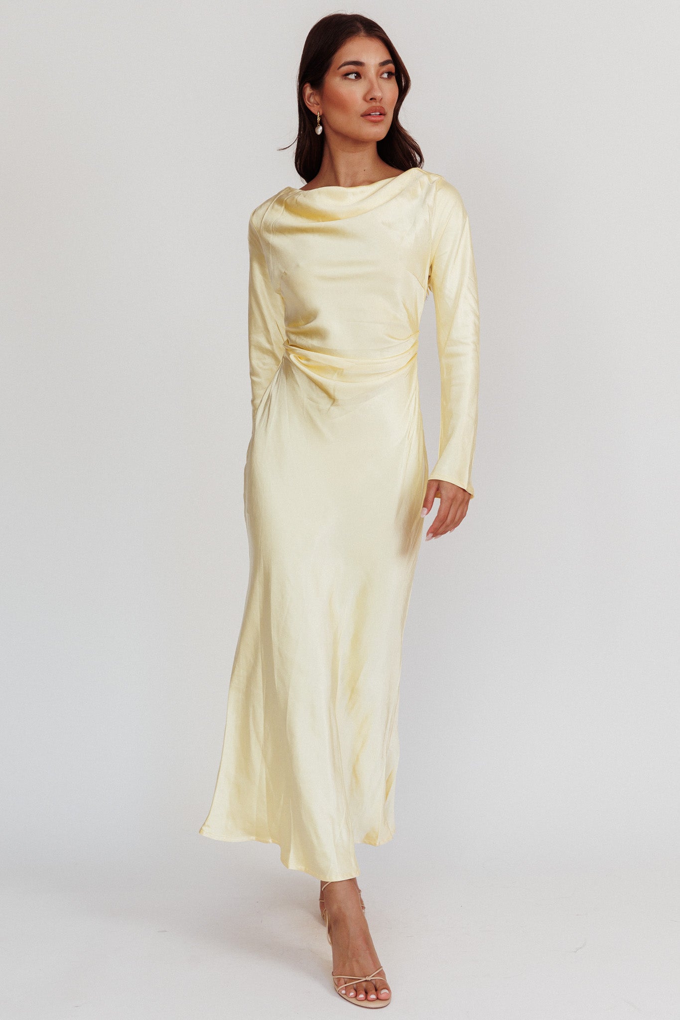 Shop the Loveland Cowl Back Midi Dress Butter - Main Image