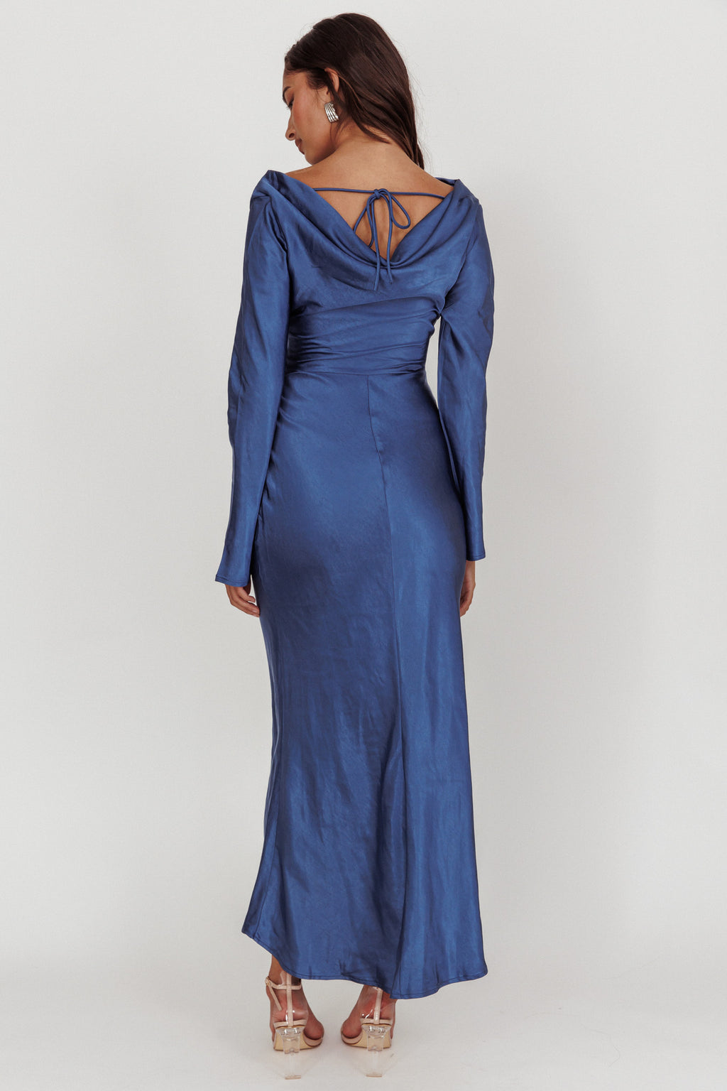 Loveland Cowl Back Midi Dress Navy by Selfie Leslie