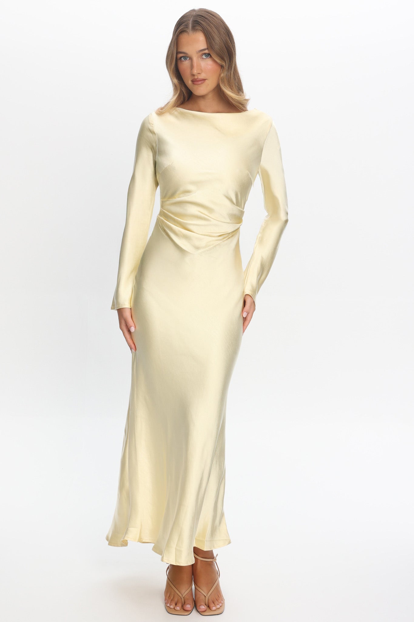 knee length dresses for ladies Double Cowl Lady Length Dress in Crème – Mirror Palais