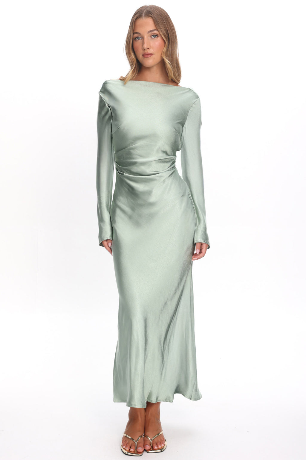 Loveland Cowl Back Midi Dress Sage