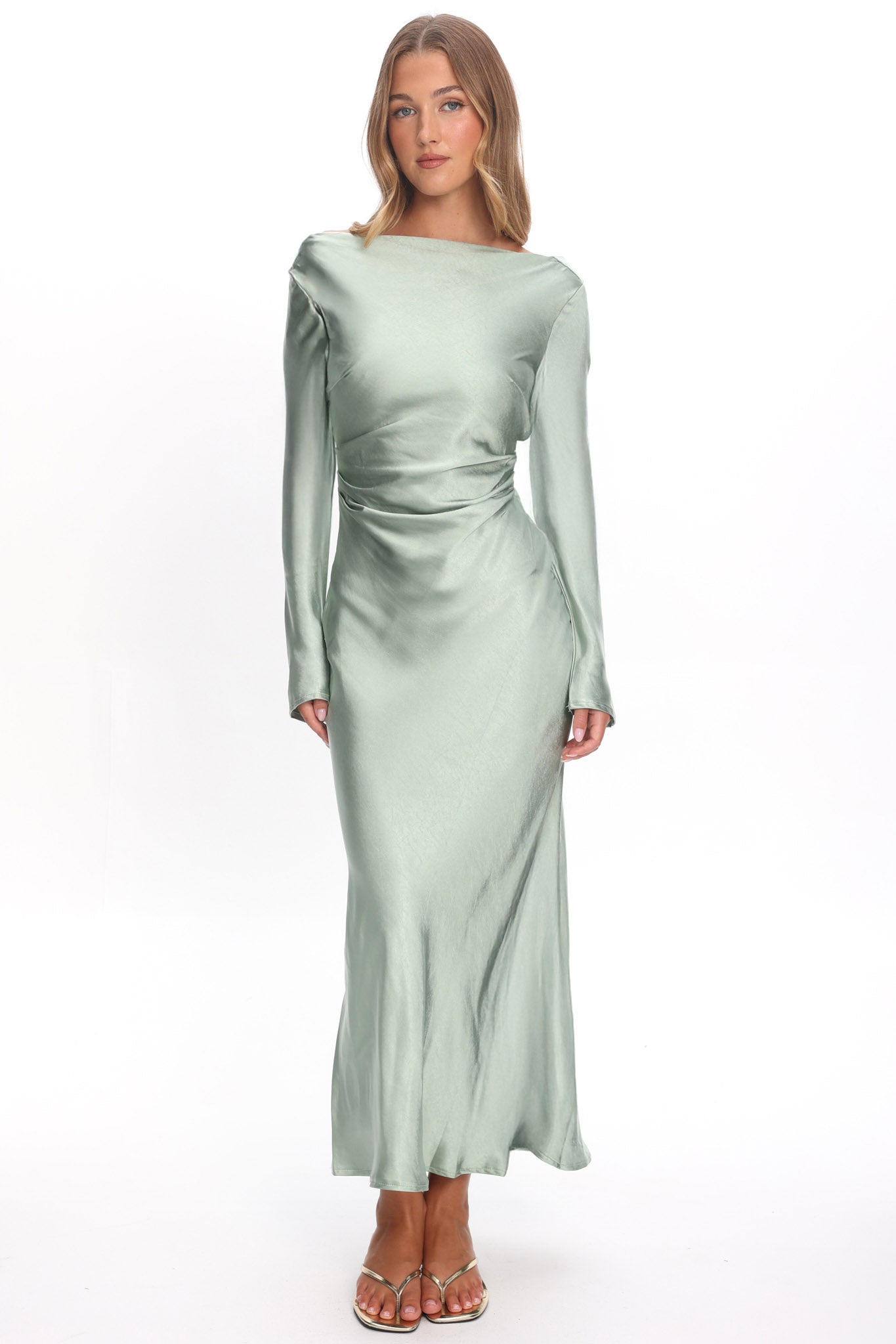 Loveland Cowl Back Midi Dress Sage