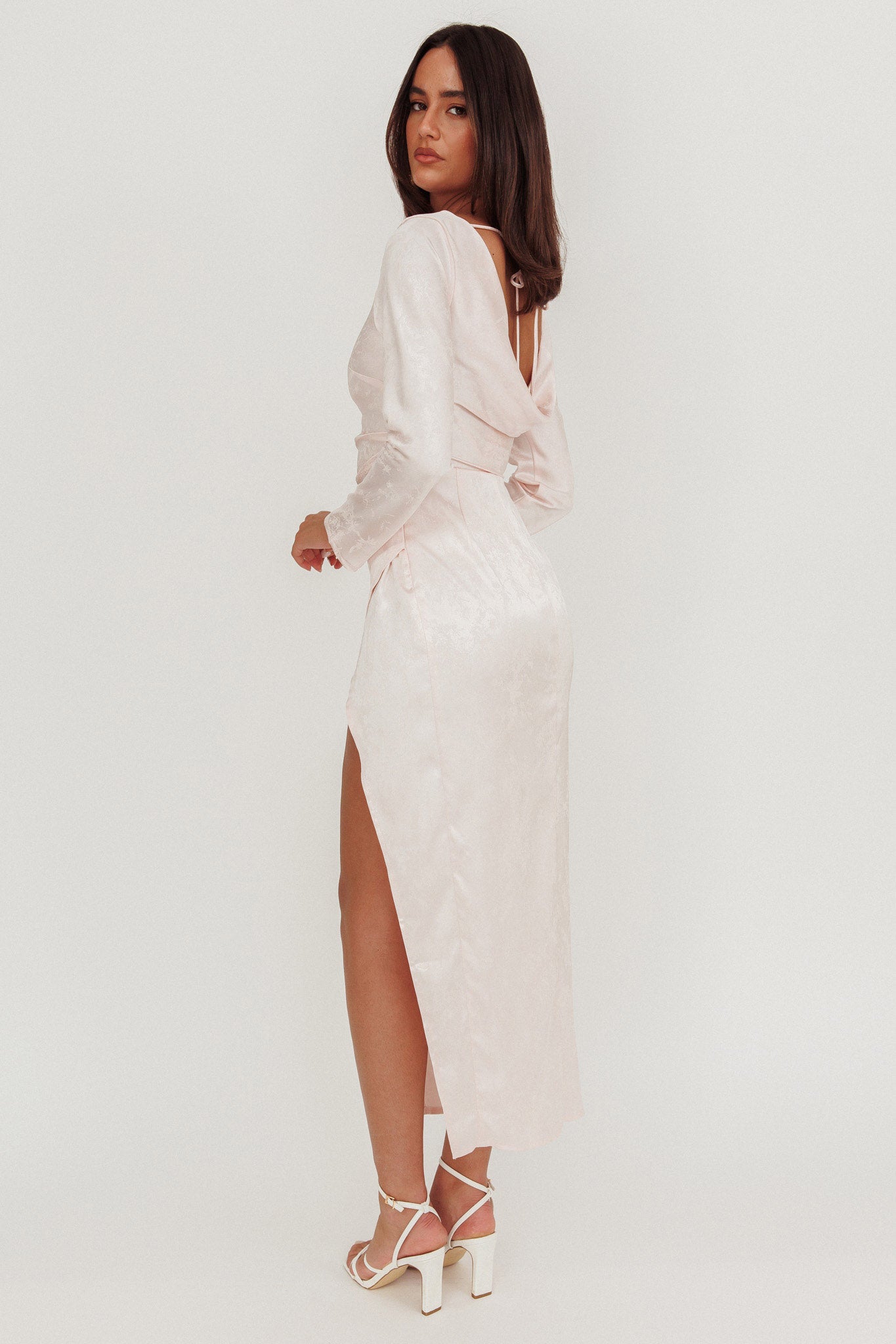 Loveland Long Sleeve Cowl Back Maxi Dress Blush - S Loveland Long Sleeve Cowl Back Maxi Dress Blush - S