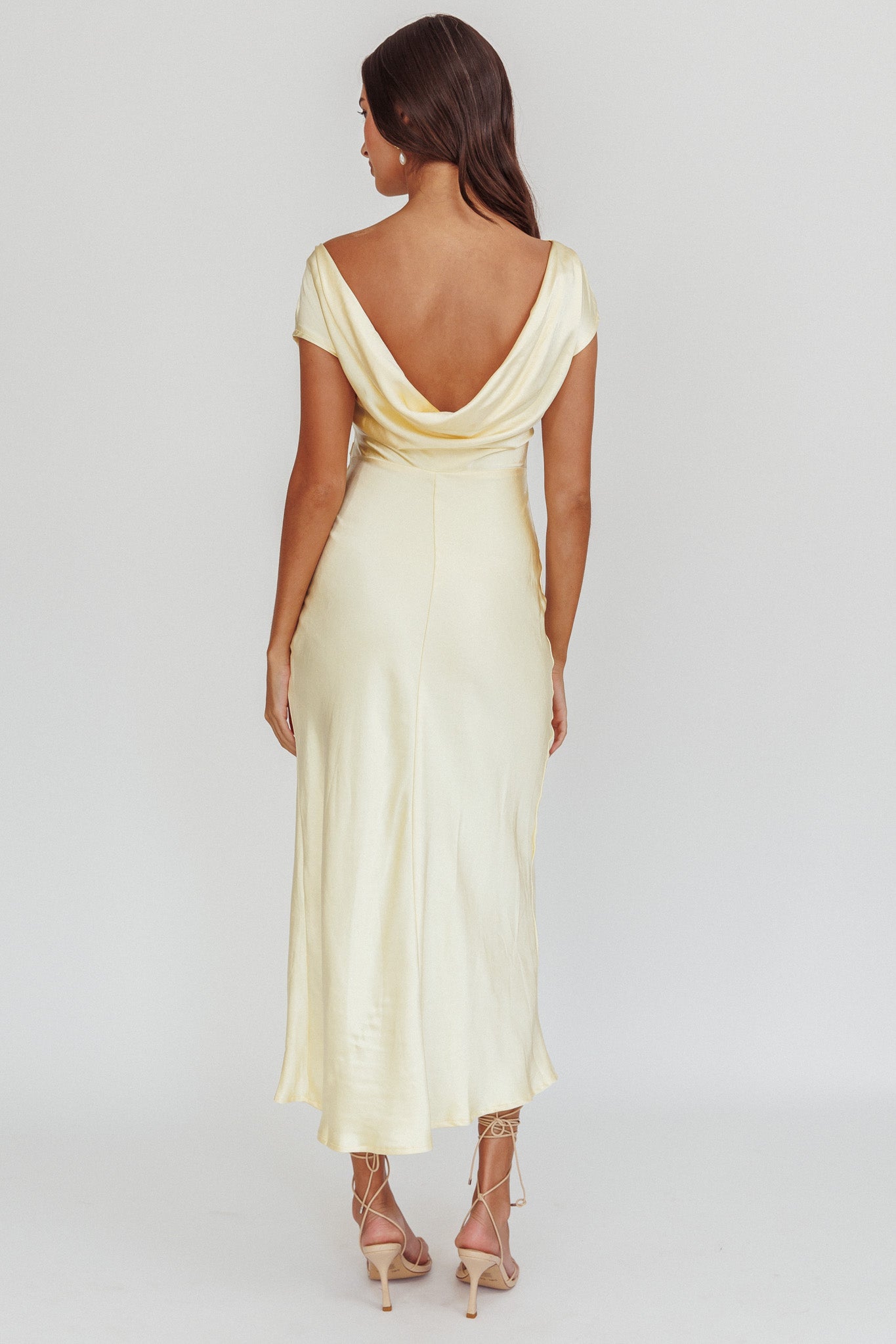 Loveland Cap Sleeve Cowl Back Midi Dress Butter by Selfie Leslie