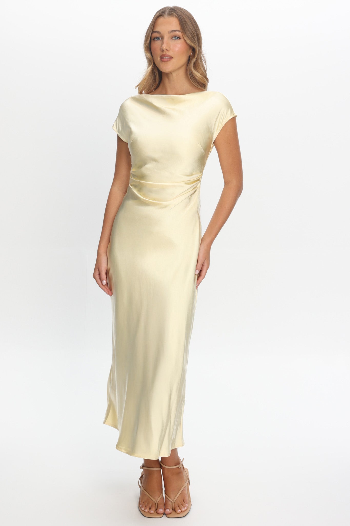 selfie leslie loveland cowl back midi dress Loveland Cowl Back Midi Dress Oyster
