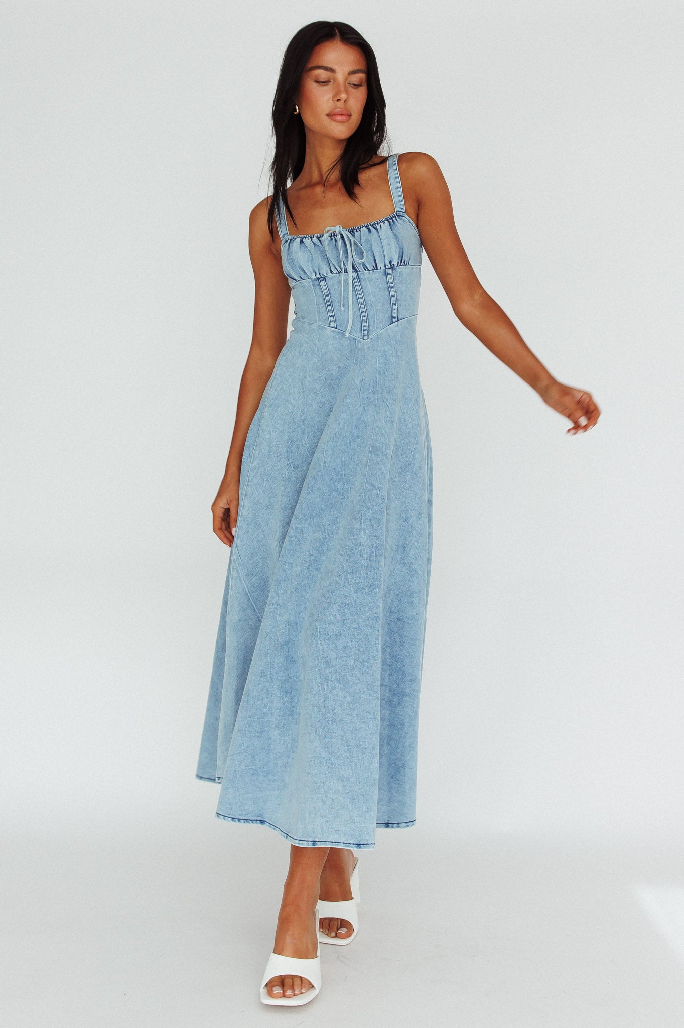 tate denim maxi dress COTTON ON Denim Maxi Dress Tate Sea Blue 6 New