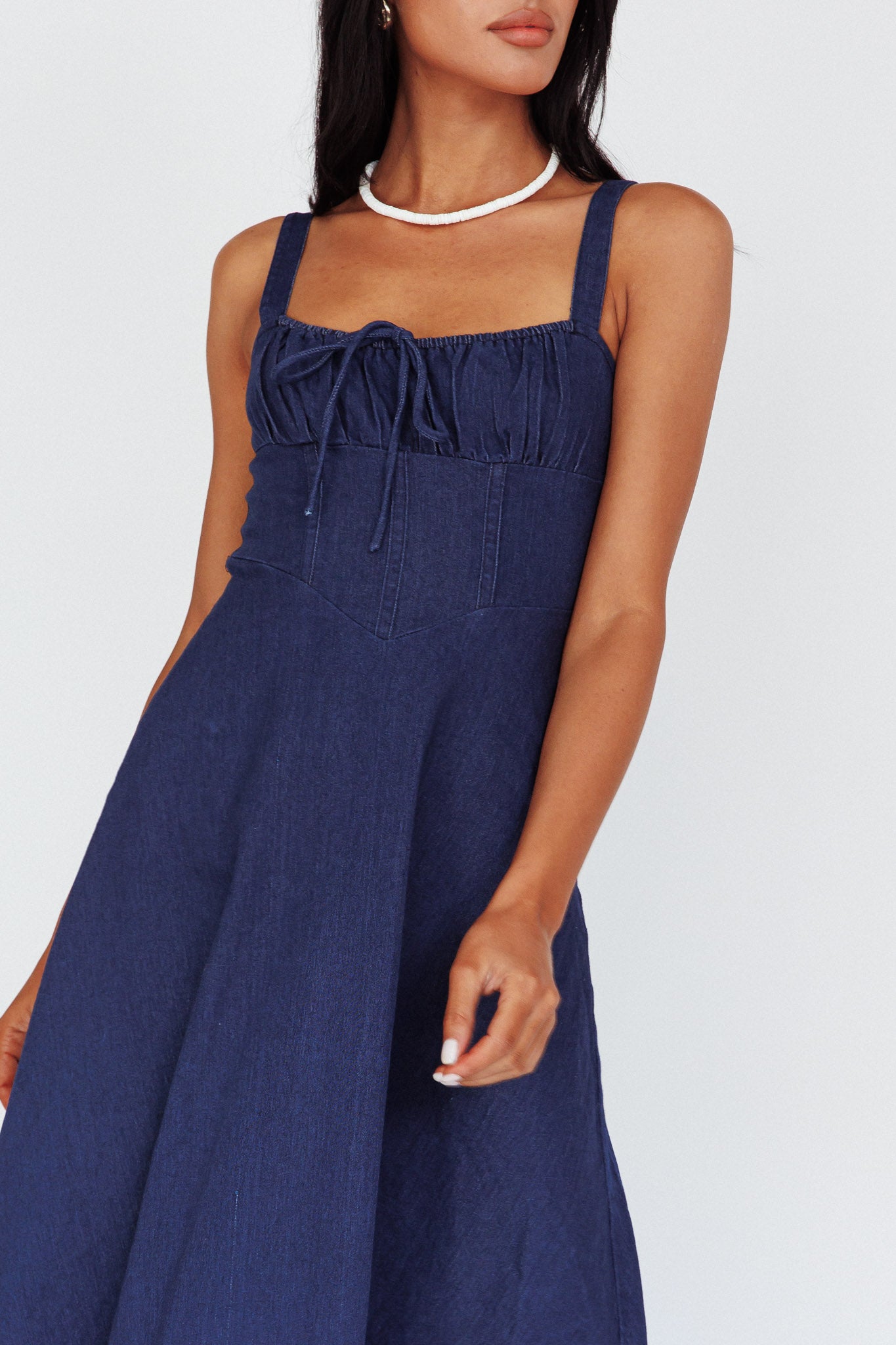 Sweet Pea Tied Bust Maxi Dress Indigo by Selfie Leslie