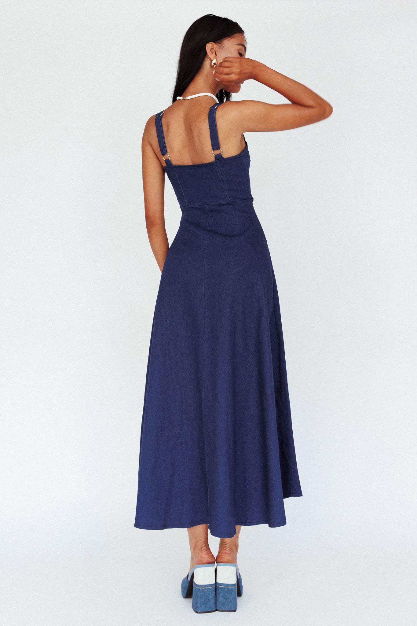 Sweet Pea Tied Bust Maxi Dress Indigo by Selfie Leslie