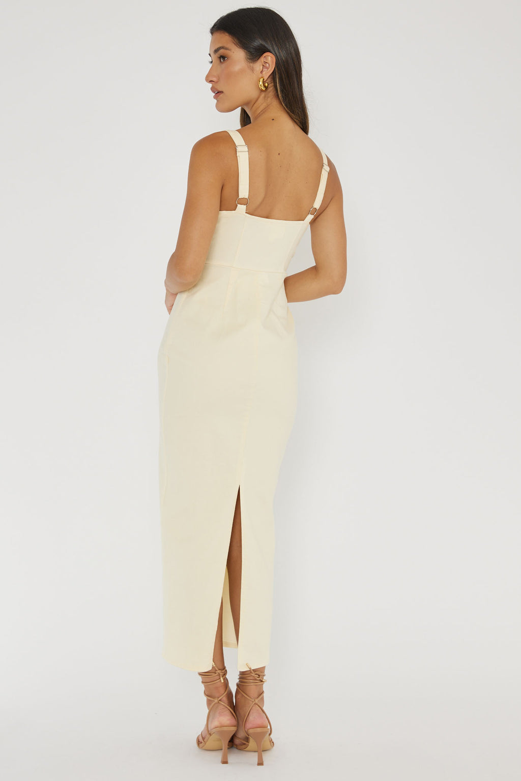 Sweet Pea Tied Bust Midi Dress Butter by Selfie Leslie