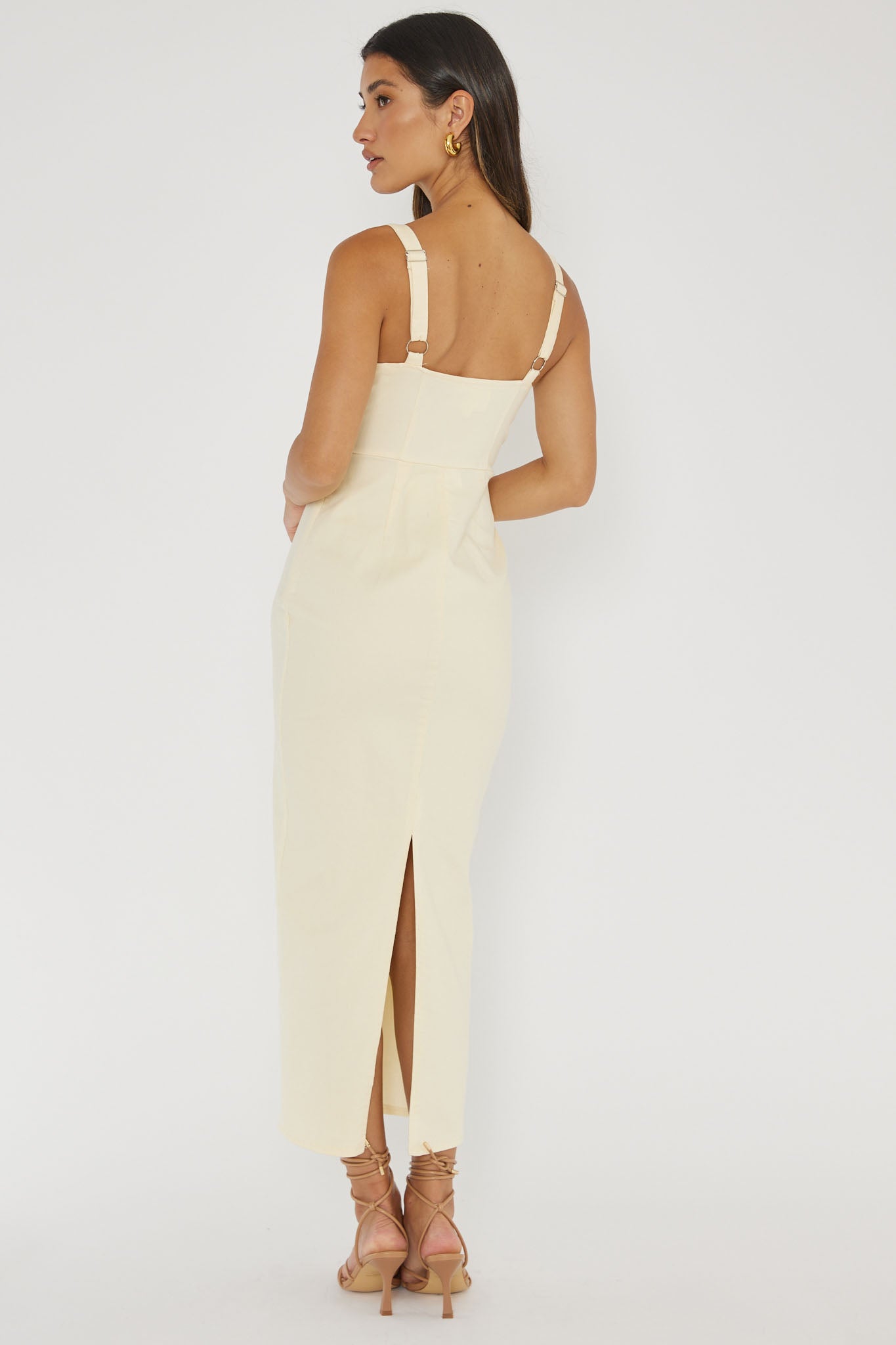 Sweet Pea Tied Bust Midi Dress Butter by Selfie Leslie