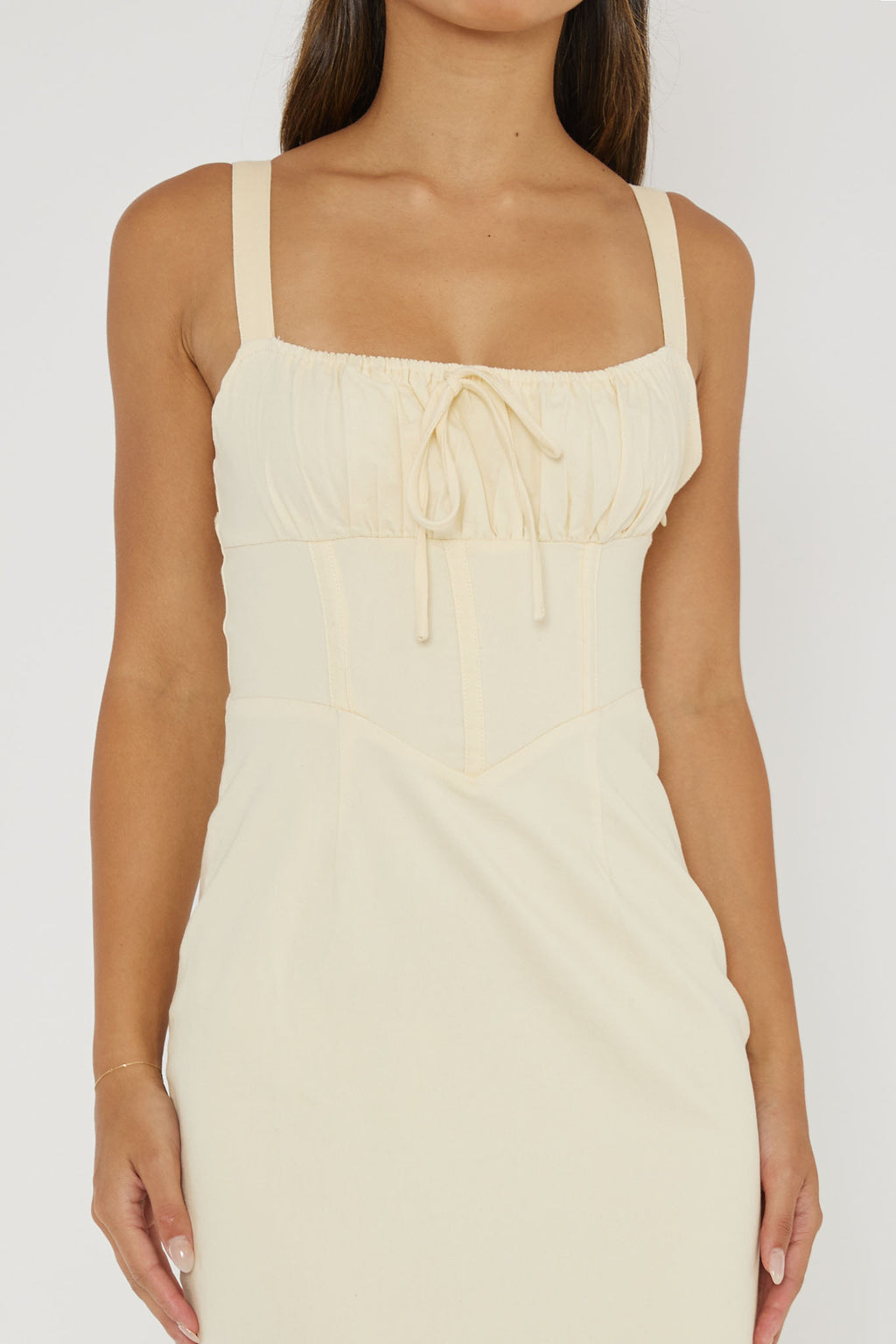 Sweet Pea Tied Bust Midi Dress Butter by Selfie Leslie