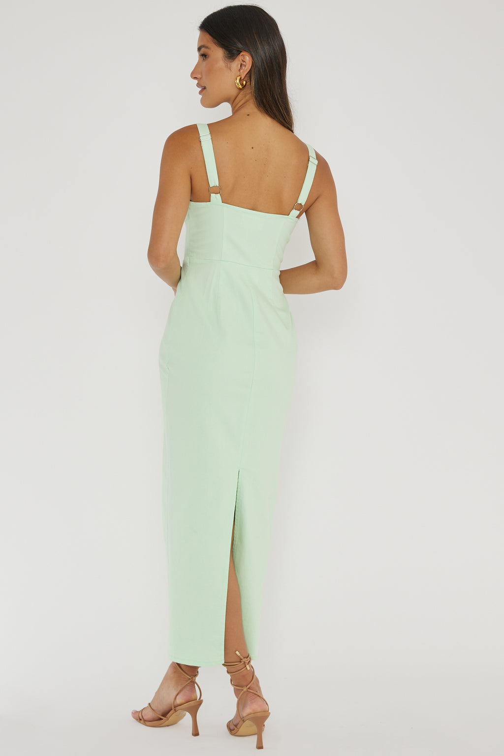 Sweet Pea Tied Bust Midi Dress Mint by Selfie Leslie