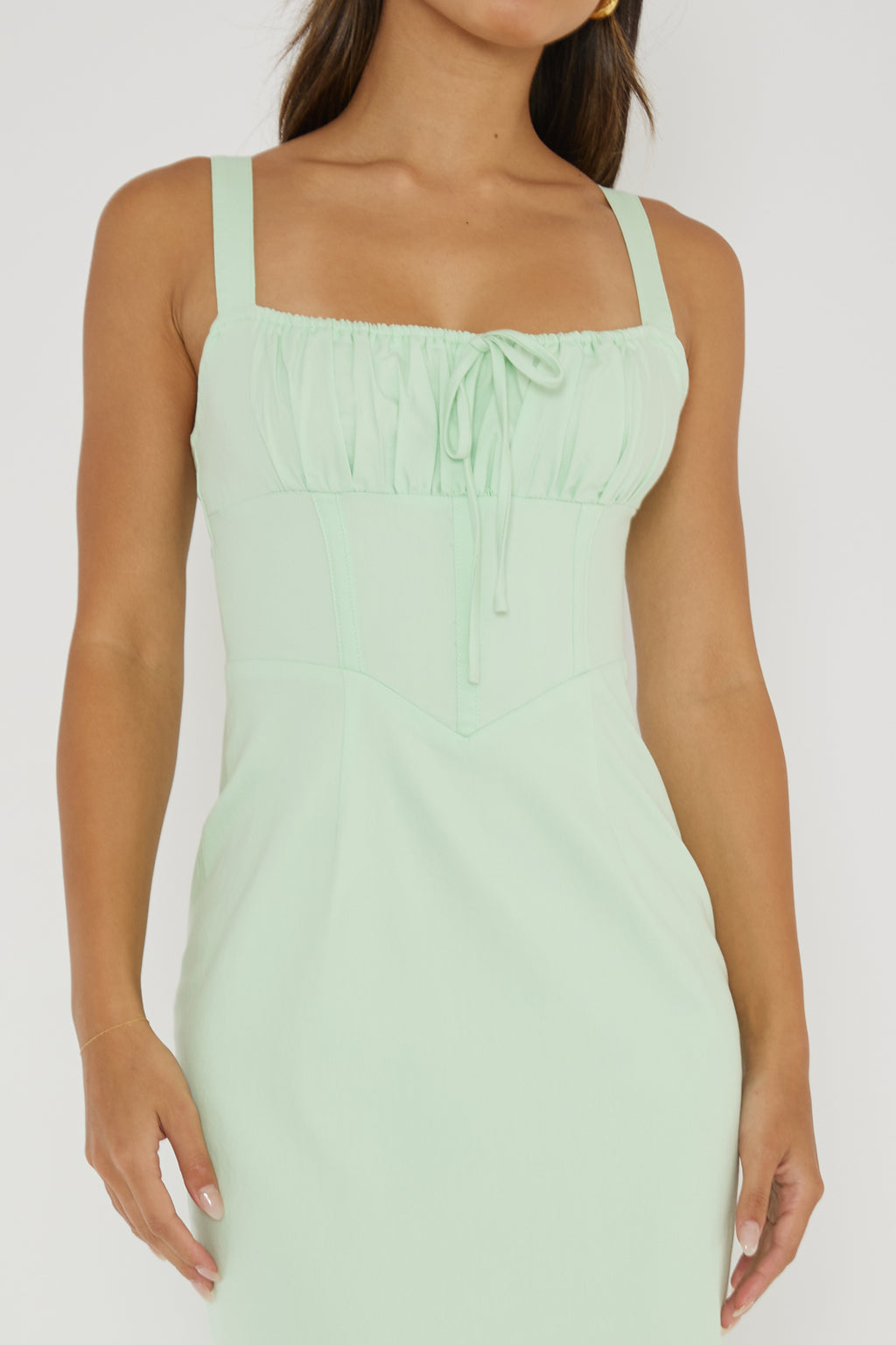 Sweet Pea Tied Bust Midi Dress Mint by Selfie Leslie