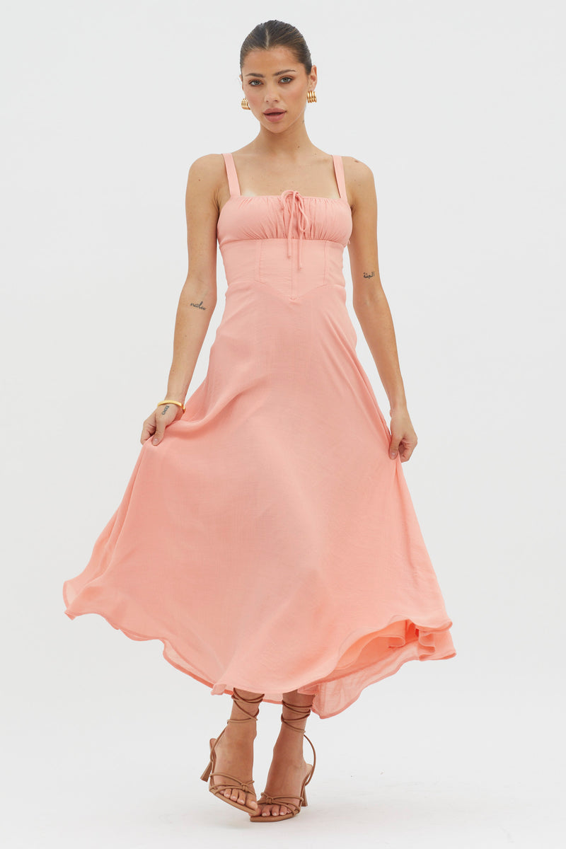 Sweet Pea Tied Bust Midi Dress Butter main image 0