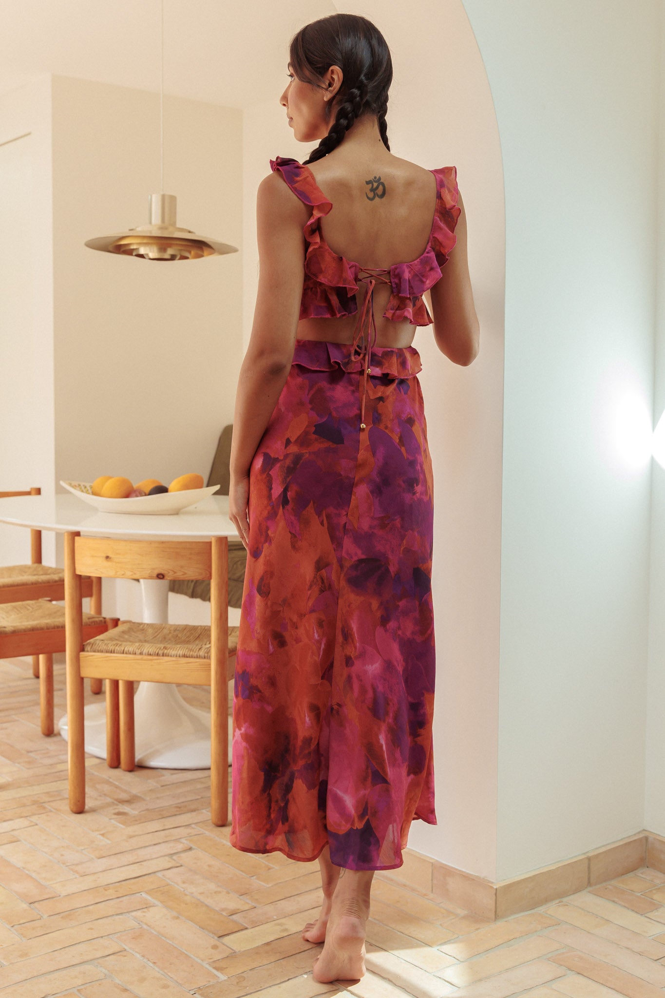 Second Chances Ruffle Trim Maxi Dress Flowers Dark Rose– Selfie Leslie