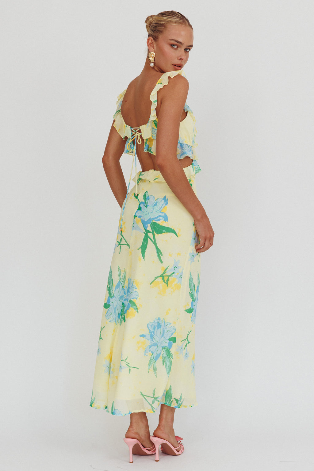 Second Chances Ruffle Trim Maxi Dress Lily Blue by Selfie Leslie