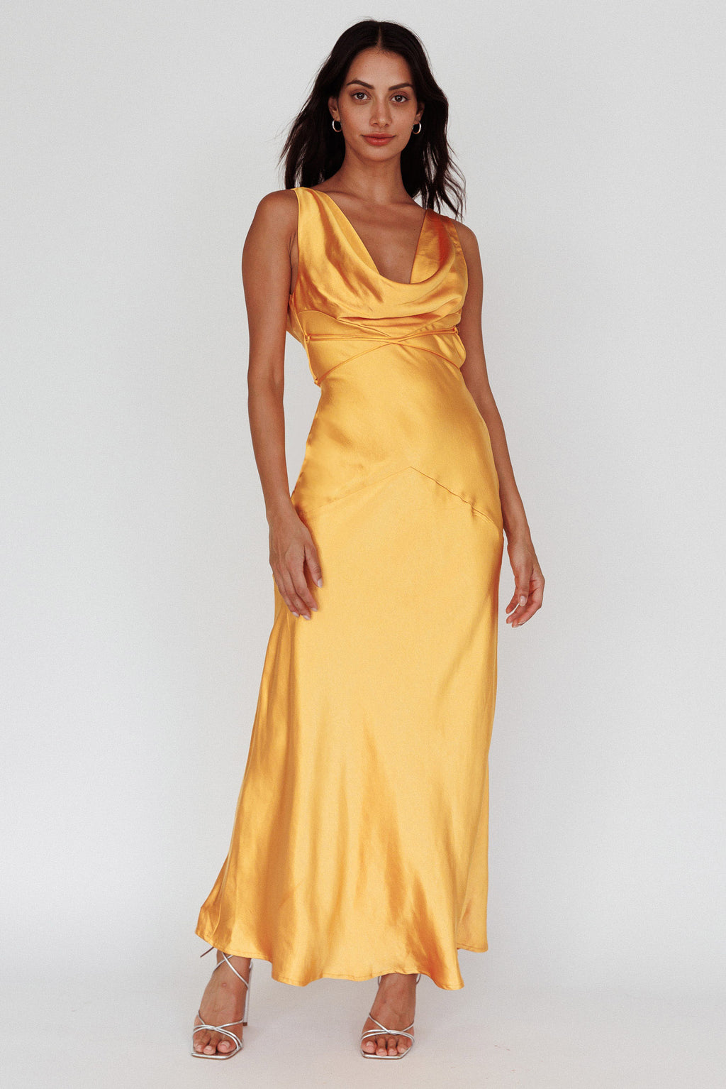 Cassiopeia Open Back String Tie Maxi Dress Mango by Selfie Leslie