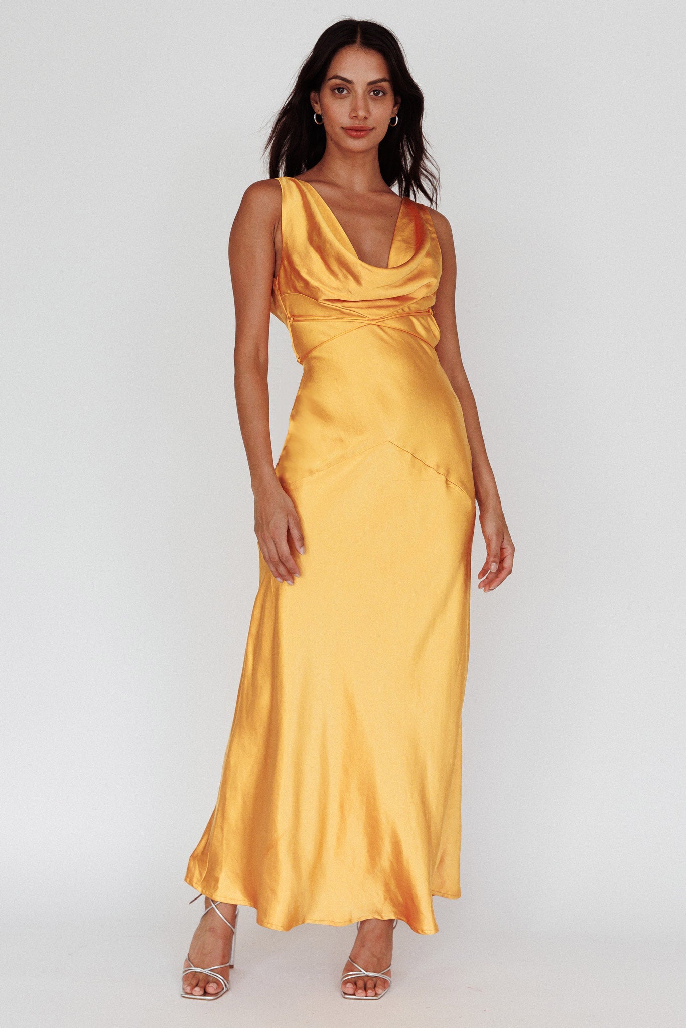 Shop the Cassiopeia Open Back String Tie Maxi Dress Mango