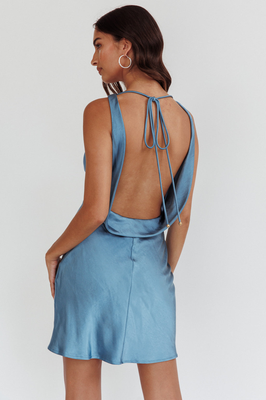Cassiopeia Open Back Mini Dress Ocean by Selfie Leslie