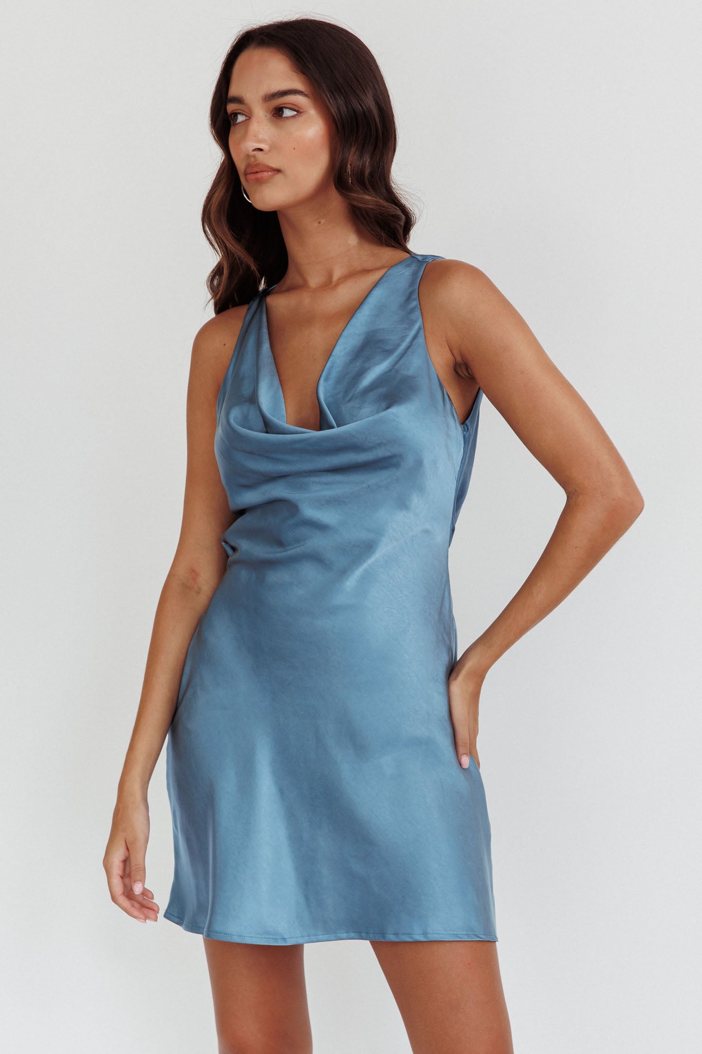 Cassiopeia Open Back Mini Dress Ocean by Selfie Leslie