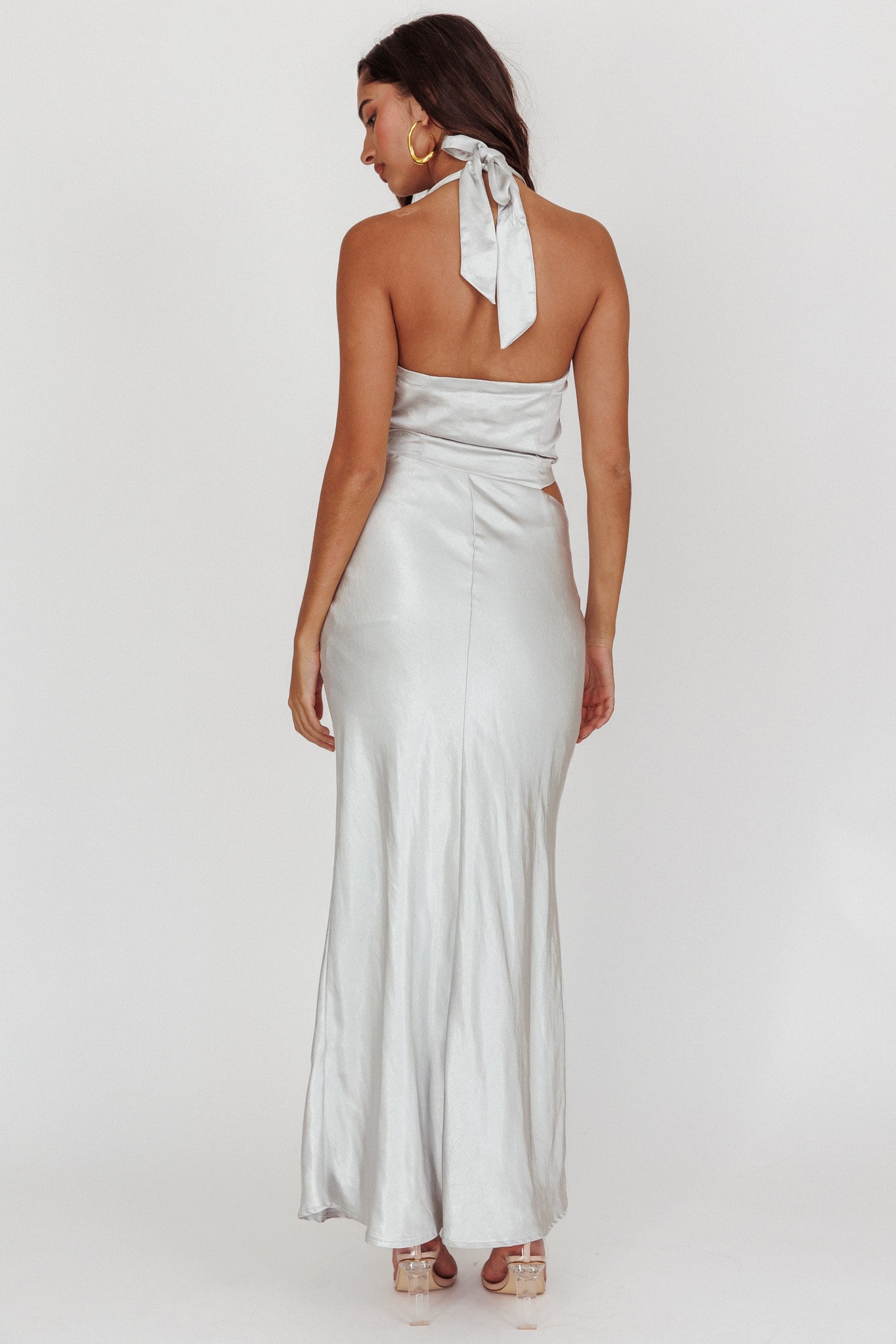 Cassiopeia Cowl Halter Neck Cut Out Maxi Dress Opal XL Cassiopeia Cowl Halter Neck Cut Out Maxi Dress Opal XL