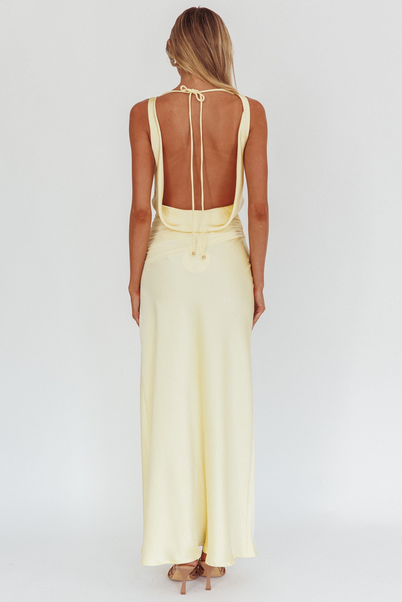Isabella Open Cowl Back Maxi Dress Butter M Isabella Open Cowl Back Maxi Dress Butter M