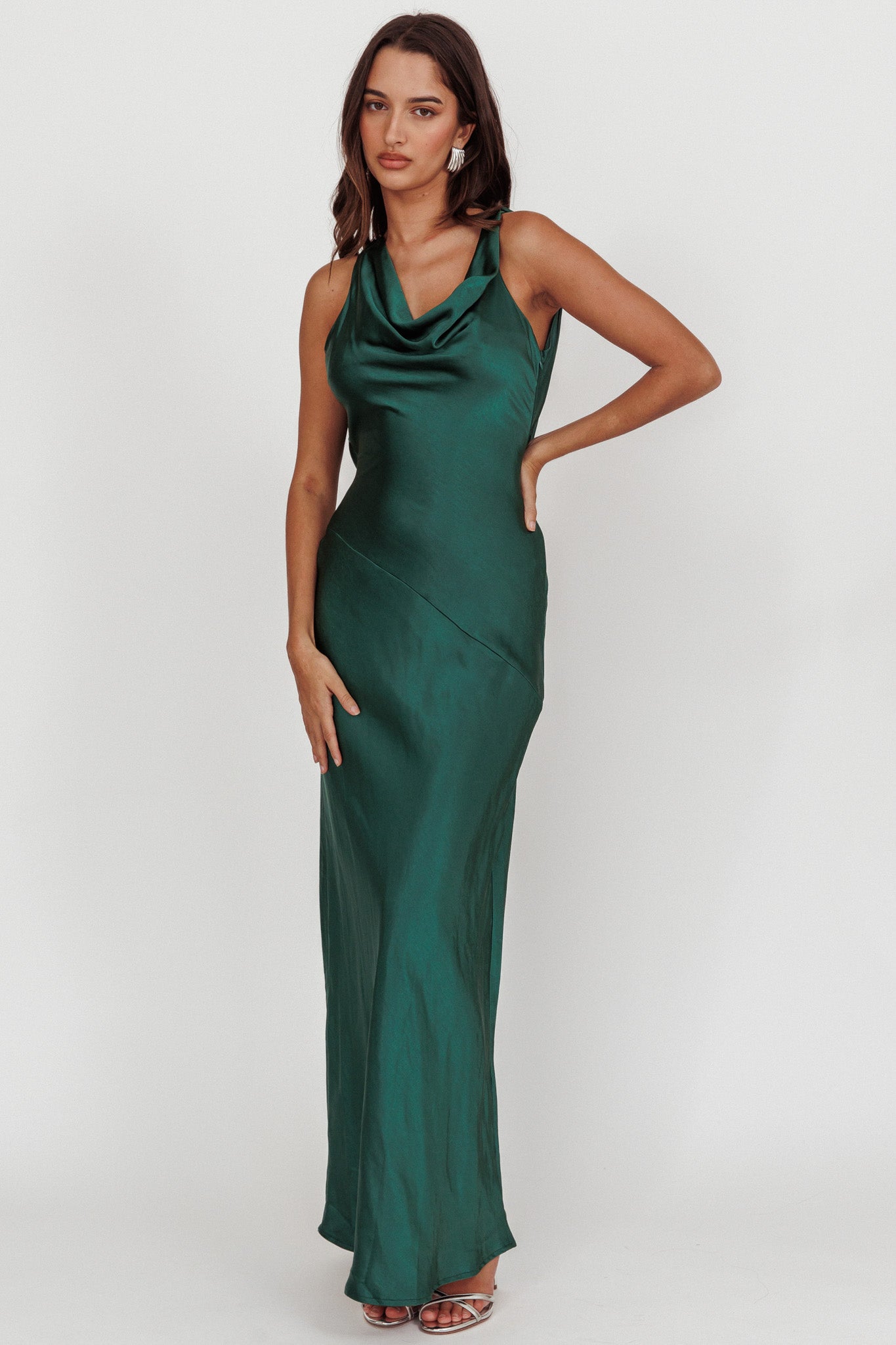 Shop the Cassiopeia Open Back Maxi Dress Forest Green