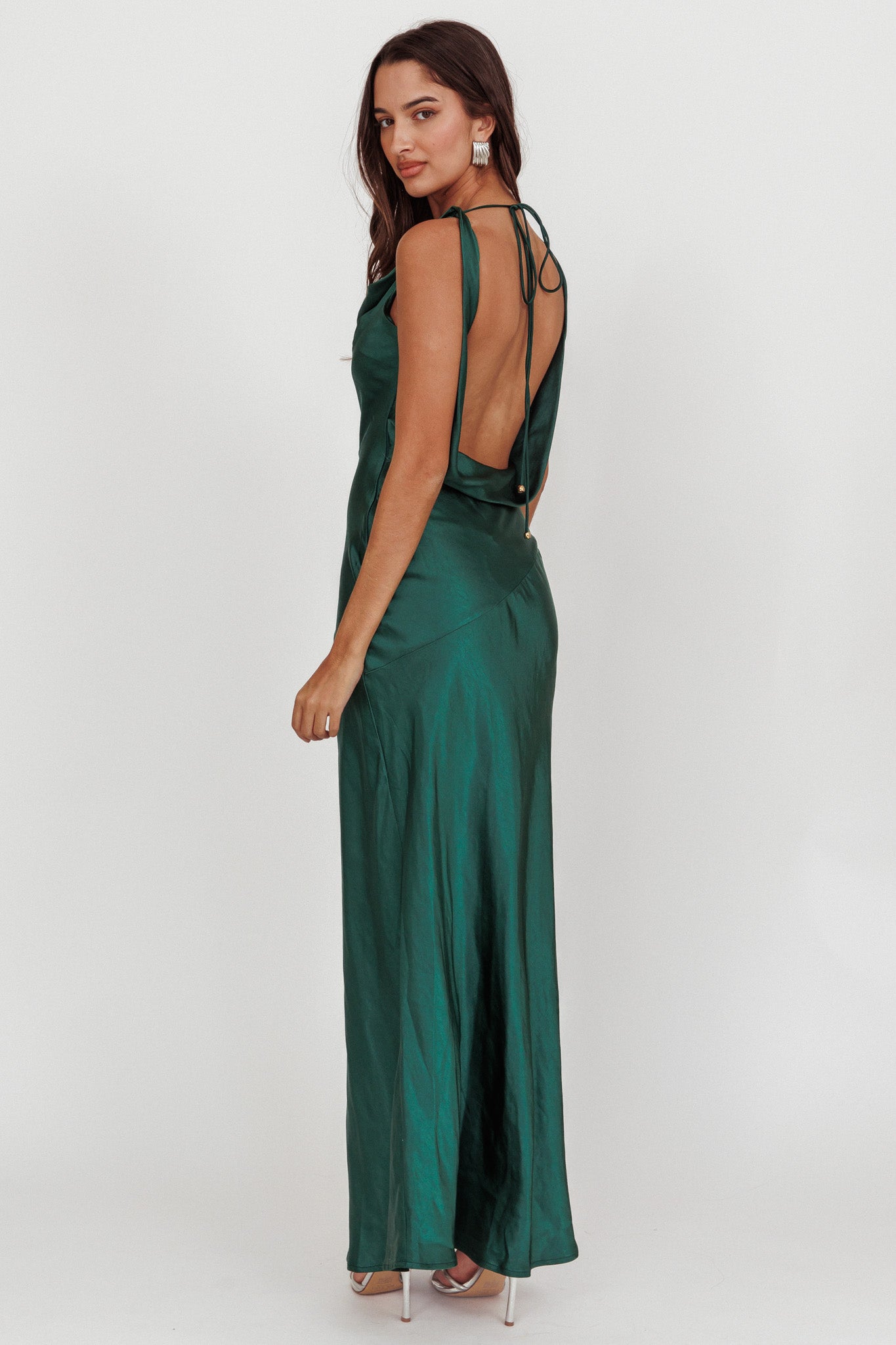 Cassiopeia Open Back Maxi Dress Forest Green– Selfie Leslie