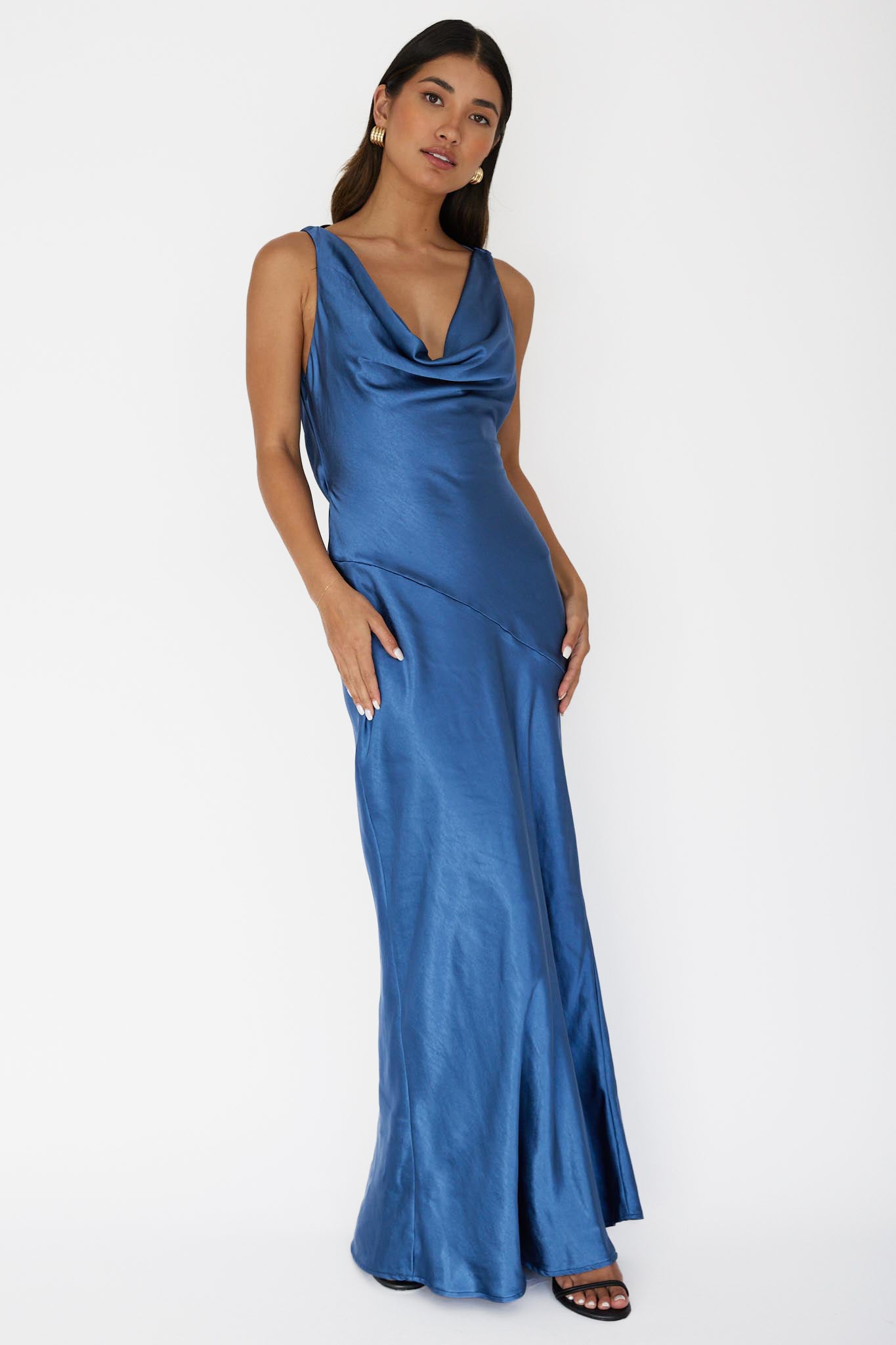 Cassiopeia Open Back Maxi Dress Navy by Selfie Leslie