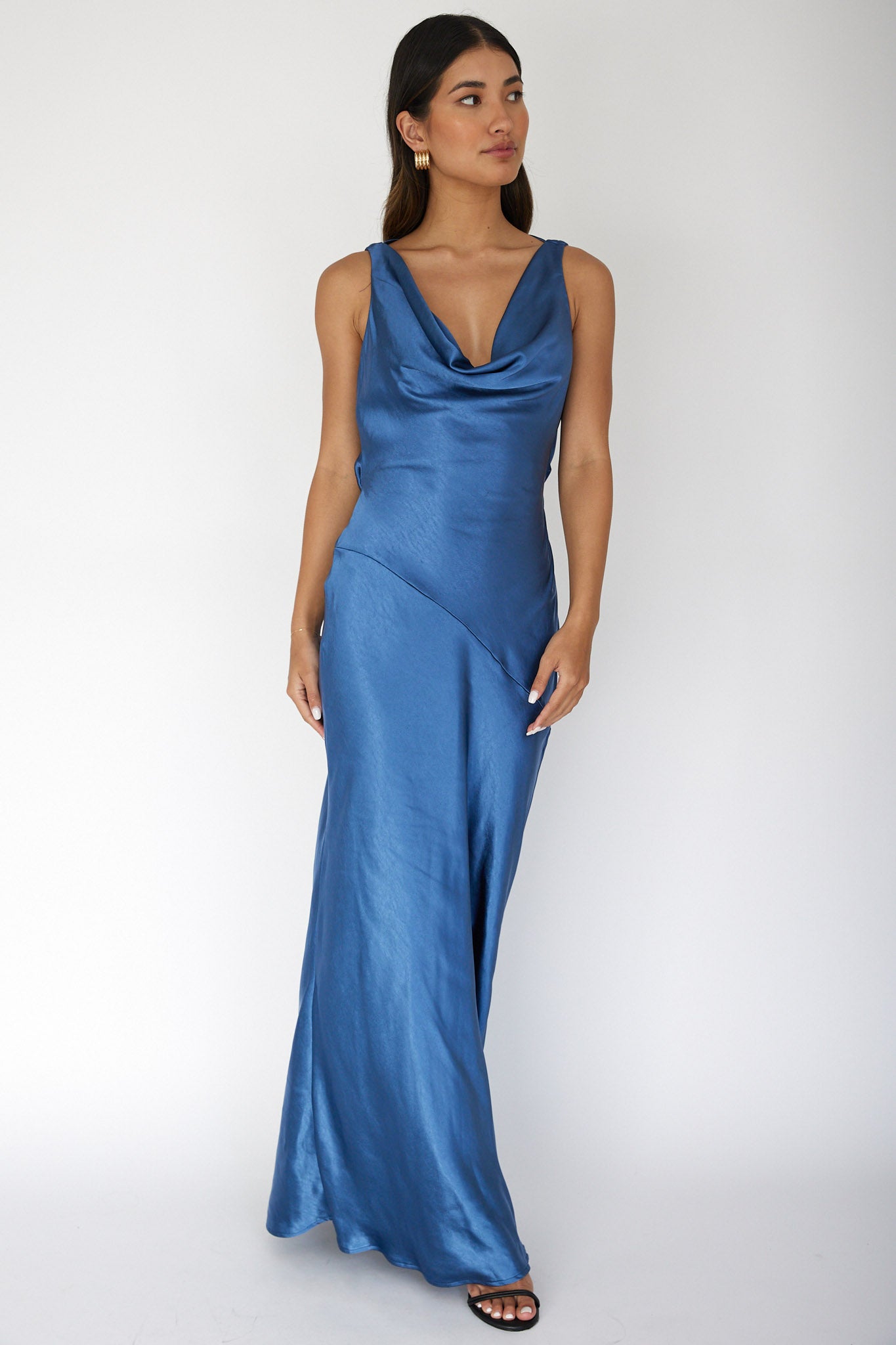 Cassiopeia Open Back Maxi Dress Navy by Selfie Leslie