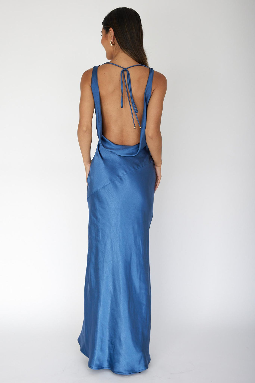 Cassiopeia Open Back Maxi Dress Navy by Selfie Leslie