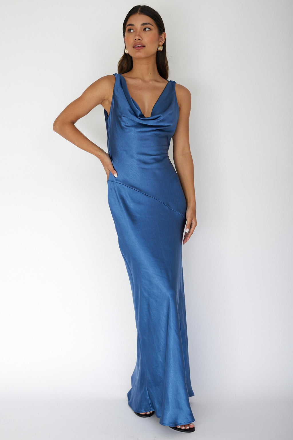 Cassiopeia Open Back Maxi Dress Navy by Selfie Leslie