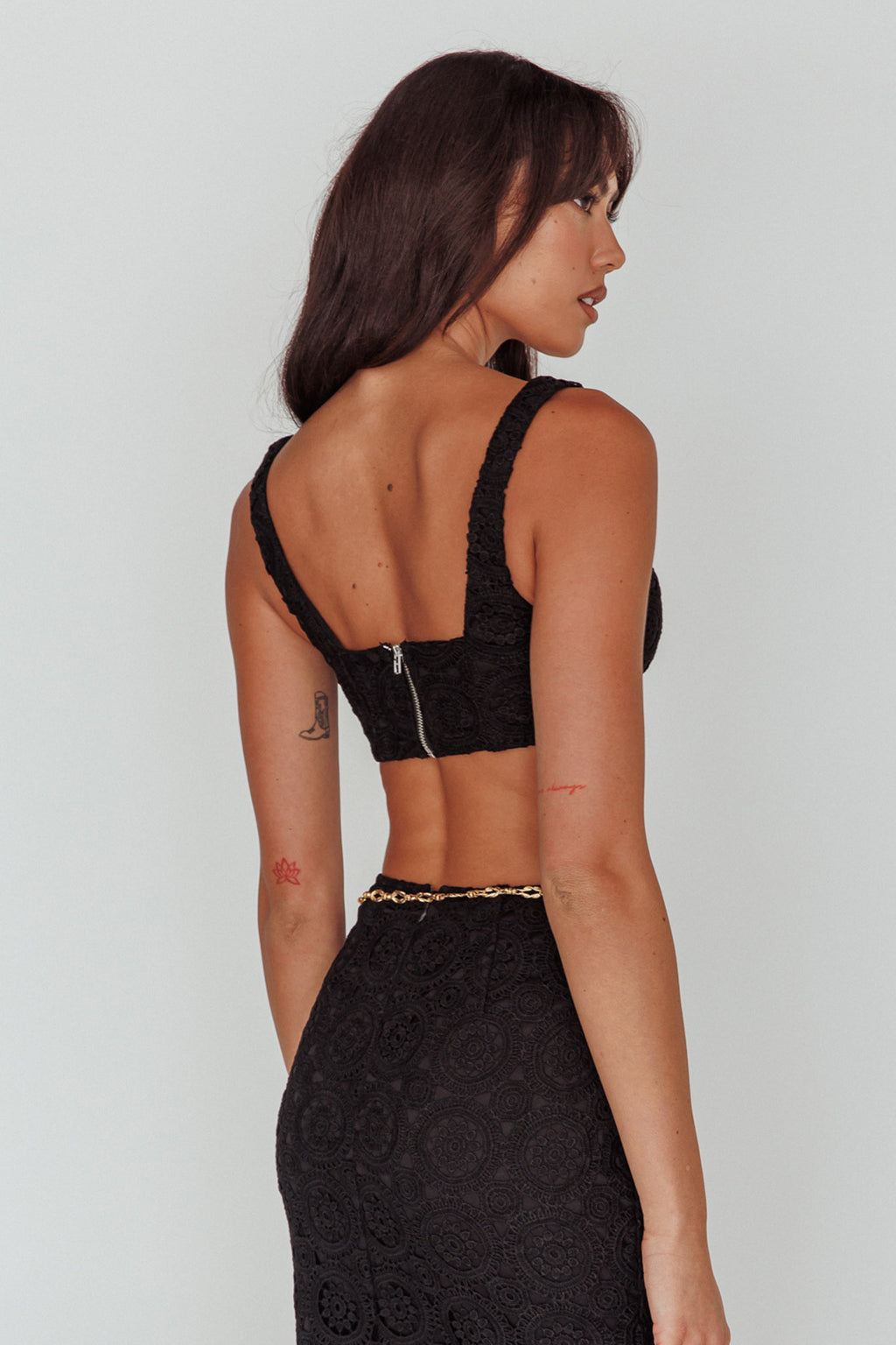 Milano Crochet Lace Crop Top Black by Selfie Leslie