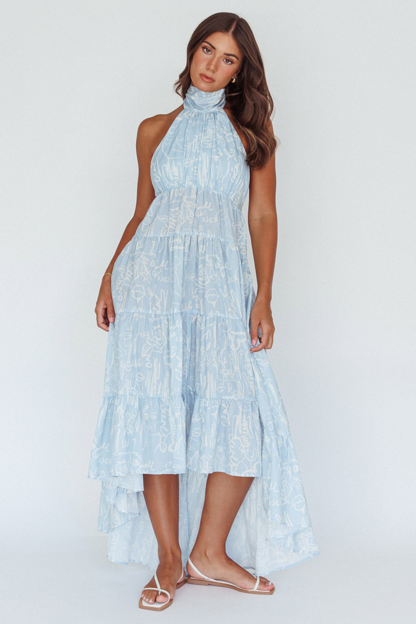 South Haven Halter Midi Dress Floral Blue South Haven Halter Midi Dress Floral Blue