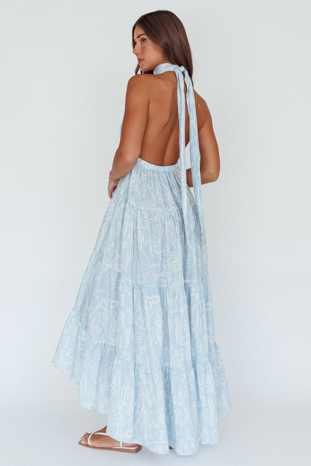 South Haven Halter Midi Dress Floral Blue by Selfie Leslie