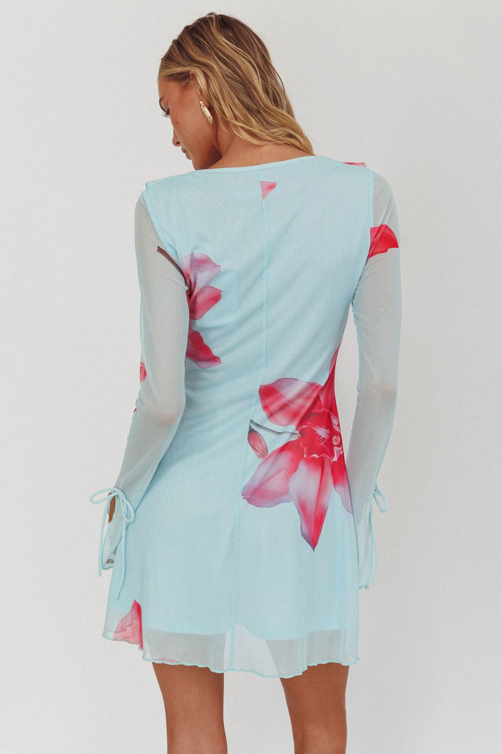 Sea Dreaming Ruffle Trim Mini Dress Floral Blue by Selfie Leslie