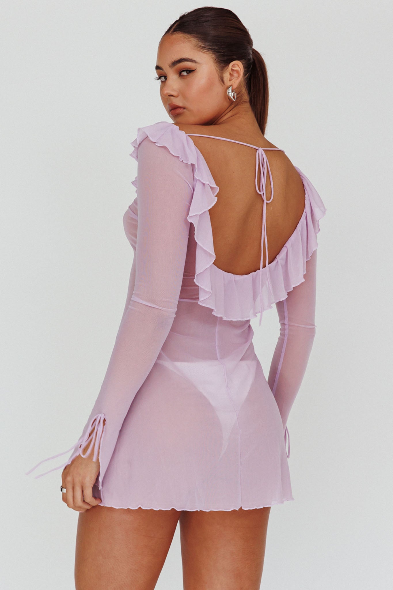 Sea Dreaming Ruffle Trim Mini Dress Lilac by Selfie Leslie