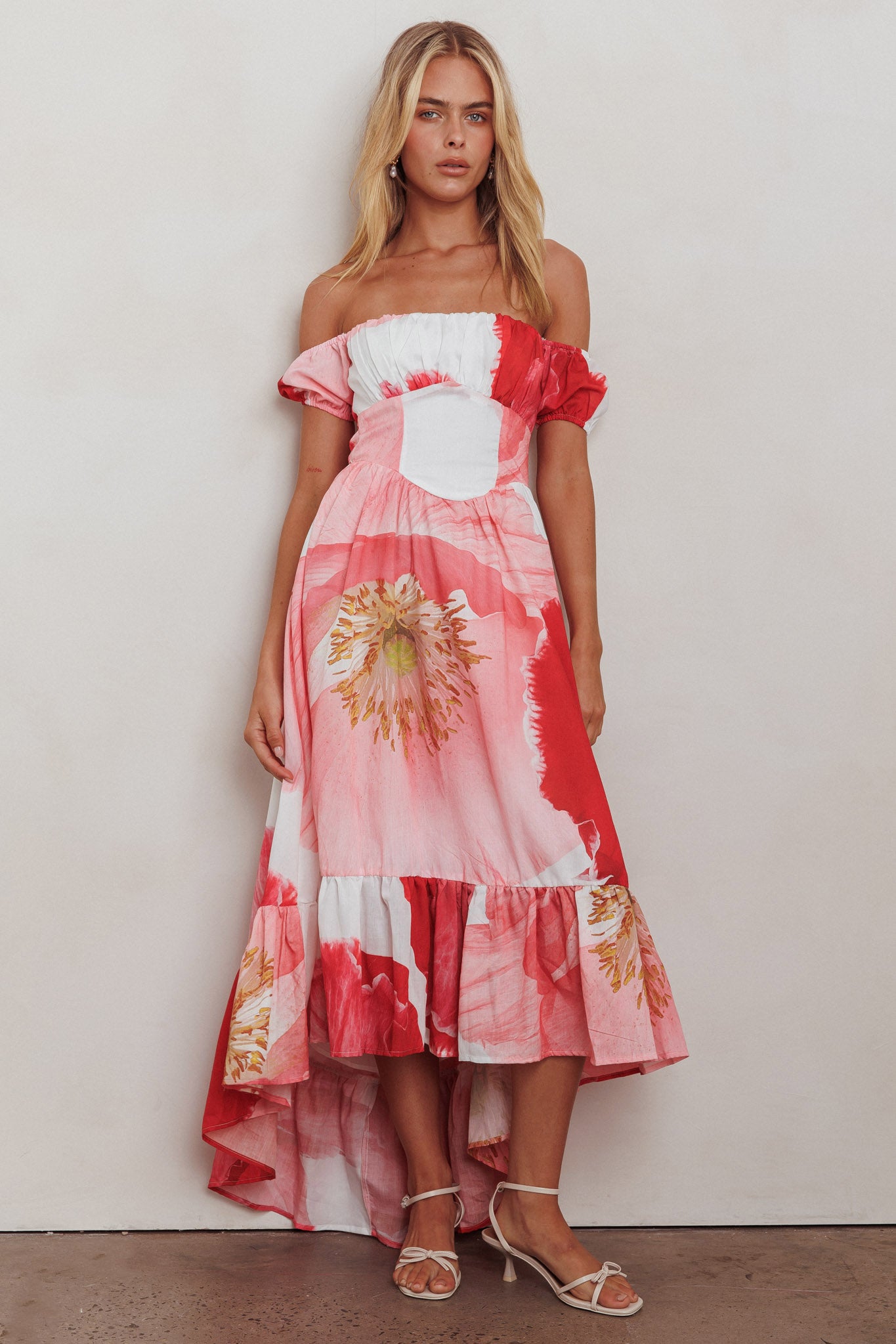 Sunday Mornings Ruched Bust Maxi Dress Floral Blush - L Sunday Mornings Ruched Bust Maxi Dress Floral Blush - L